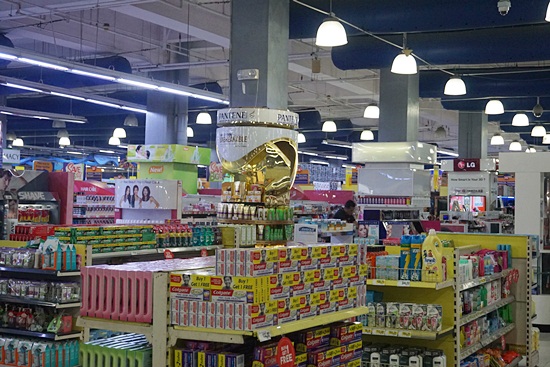 Neatly-stacked aisles of Shopwise Cubao