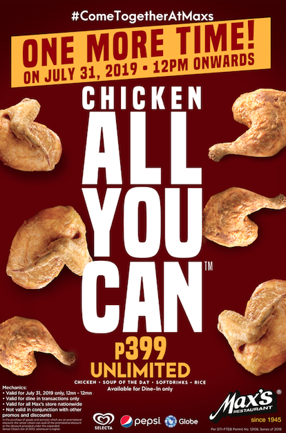 Max's Restaurant Chicken All You Can on July 31, 2019 