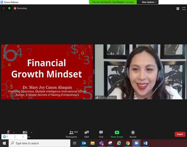 Multiple Intelligence International School founding directress and author Dr. Mary Joy Abaquin discusses insights on instilling the financial growth mindset to children.