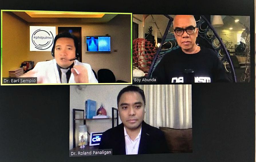 TV Show Host Boy Abunda with Dr. Earl Sempio and Dr. Roland Panaligan as they discussed various misinformation surrounding the steam inhalation treatment.