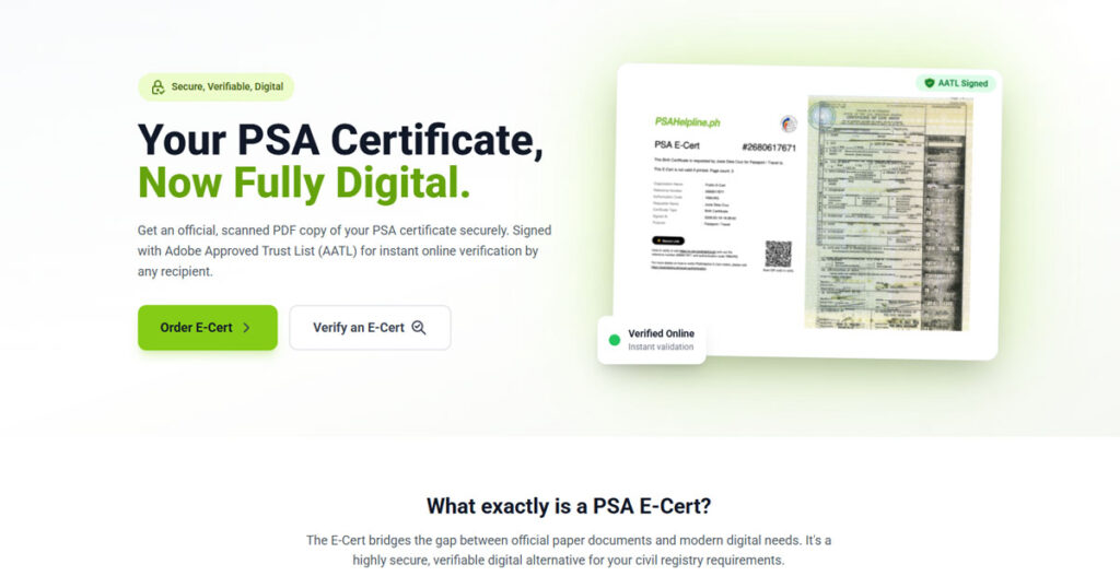 The Digital Advantage: Introducing the PSA E-Certificate Service Powered by PSAHelpline.ph
