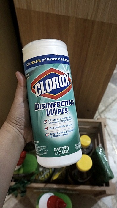 Clorox Disinfecting Wipes is a powerful cleaning agent that kills staph, e.coli, MRSA, Salmonella, Strep, Cold and Flu Viruses. It's great for wood, granite and stainless steel.