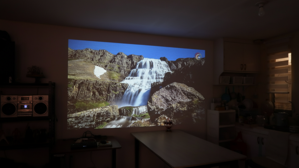 LUMOS Daystar projector top view highlighting focus dial and build quality