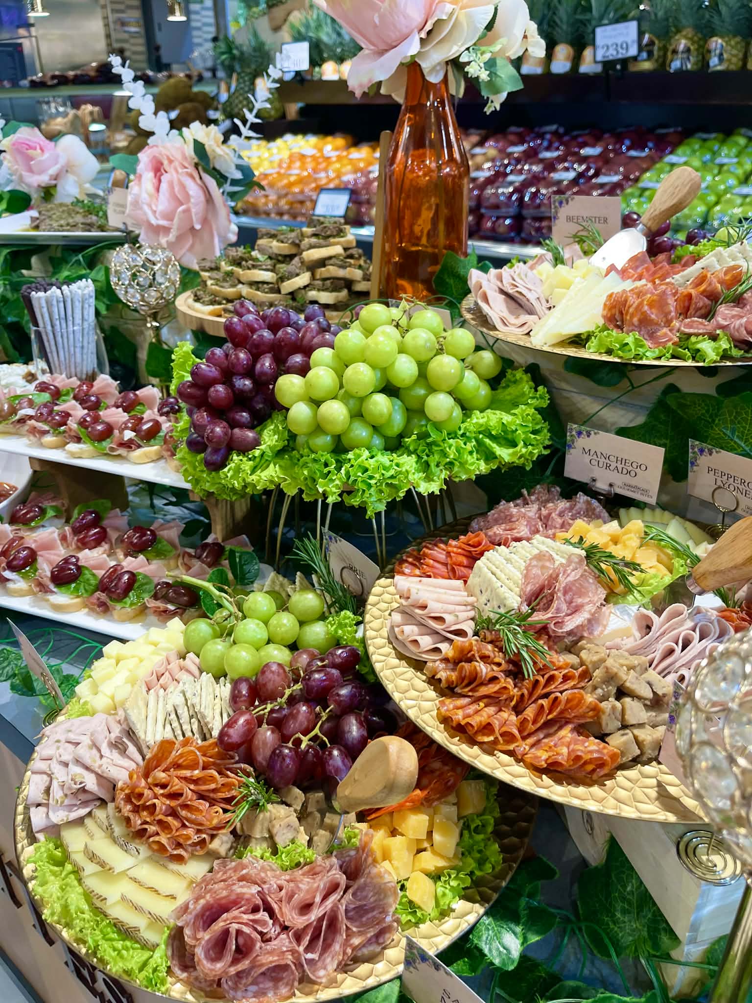 Shangrila Plaza The Marketplace grazing table featuring South African grapes